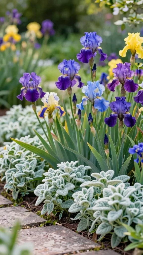 27 Unique Perennial Flower Pairings That Will Spark Your Garden Creativity! - 12. Iris & Lamb's Ear 1
