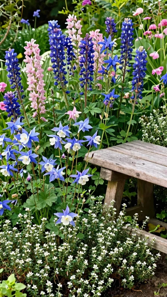 27 Unique Perennial Flower Pairings That Will Spark Your Garden Creativity! - 13. Columbine & Creeping Thyme 1