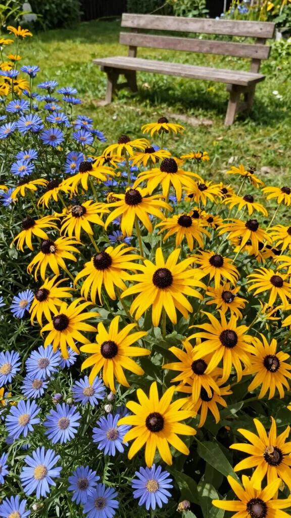 27 Unique Perennial Flower Pairings That Will Spark Your Garden Creativity! - 2. Black Eyed Susan & Blue Aster 1