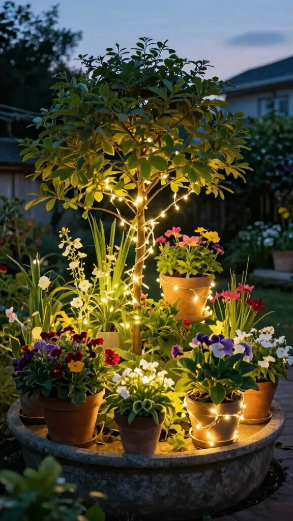 9 Modern Easy-Care Landscaping Container Garden Ideas You Won't Believe! - 8. Use Lights for a Magical Touch 1