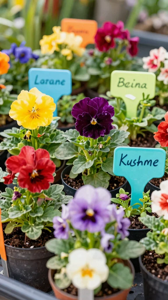  Beginner-Friendly Container Flower Gardening Tips for a Gorgeous Garden! - 16. Use Colorful Plant Markers 1