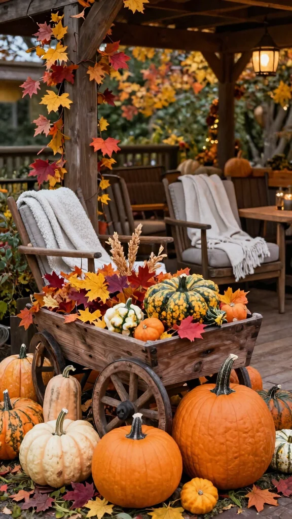 Cozy Outdoor Spaces That Celebrate Every Season in Style! - 12. Autumn Harvest Display 1