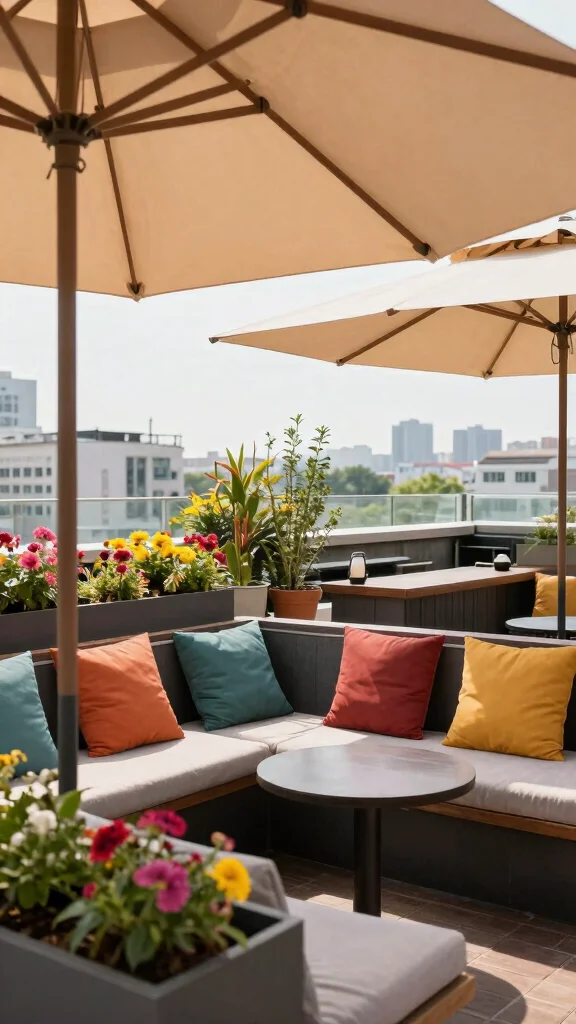 Cozy Outdoor Spaces That Celebrate Every Season in Style! - 17. Sunny Rooftop Retreat 1