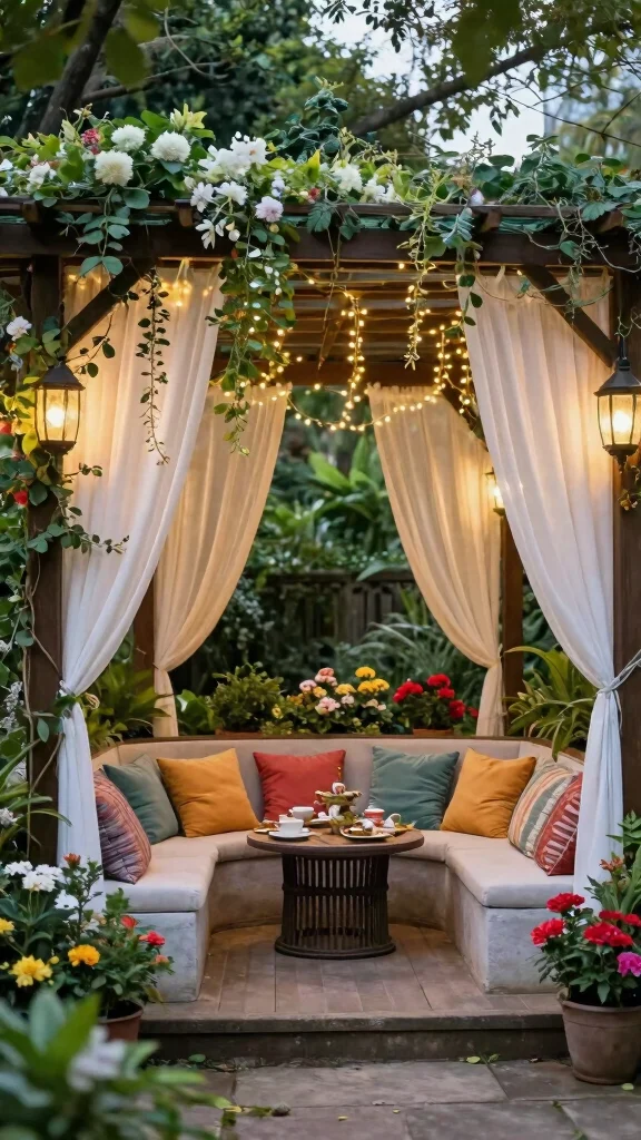 Cozy Outdoor Spaces That Celebrate Every Season in Style! - 3. Enchanting Pergola Retreat 1
