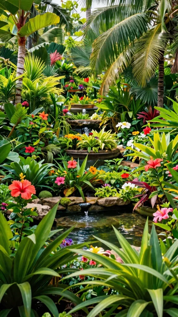 Discover the Magic of Tiered Garden Designs: 21 Ideas You Can't Miss! - 13. Tropical Tiered Oasis 1