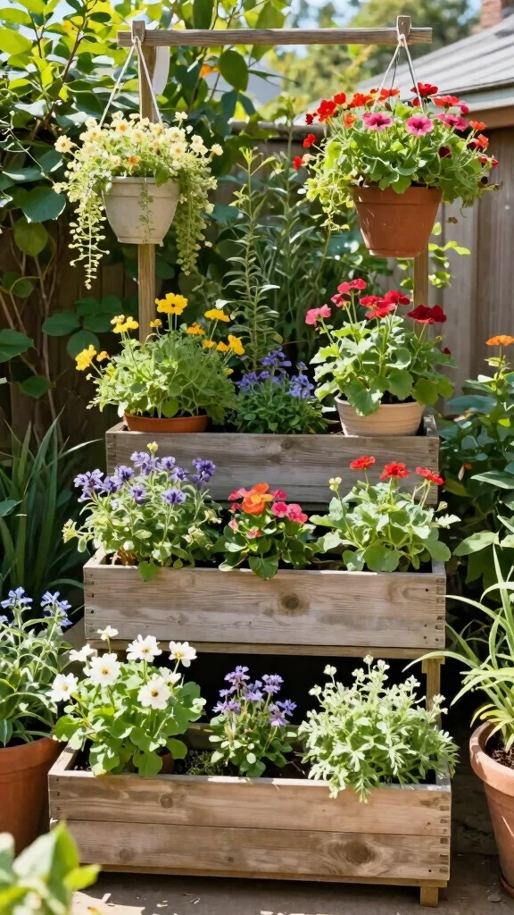 Discover the Magic of Tiered Garden Designs: 21 Ideas You Can't Miss! - 17. Charming Small Space Tiered Garden 1