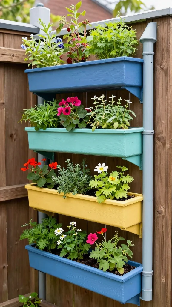 Discover the Magic of Tiered Garden Designs: 21 Ideas You Can't Miss! - 18. Artistic Gutter Garden 1