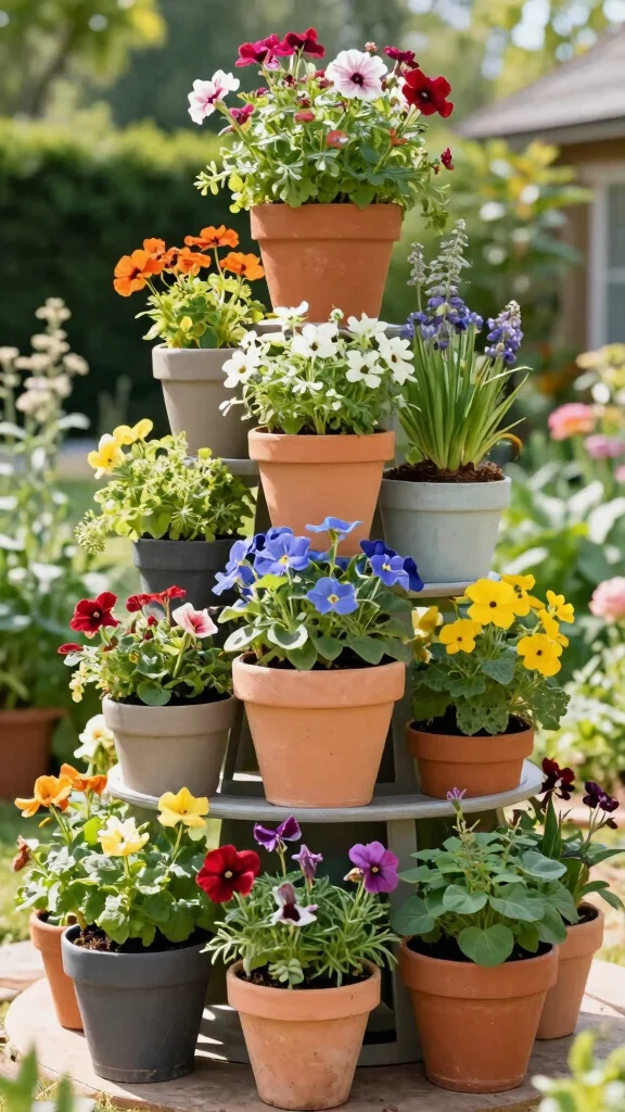 Discover the Magic of Tiered Garden Designs: 21 Ideas You Can't Miss! - 9. Container Garden Towers 1