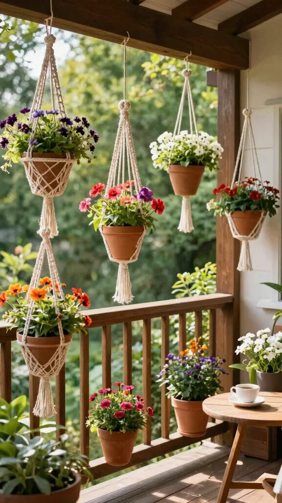 Discover the Magic of Vertical Gardening on Your Patio: 18 Ideas You Can't Miss! - 1. Hanging Potted Flowers 1