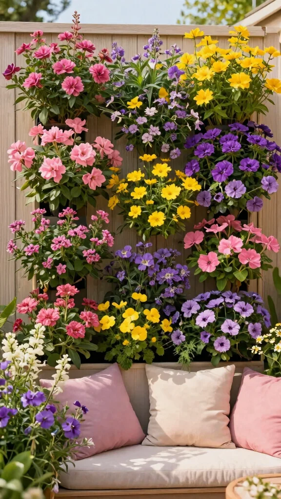 Discover the Magic of Vertical Gardening on Your Patio: 18 Ideas You Can't Miss! - 11. Vertical Flower Wall 1