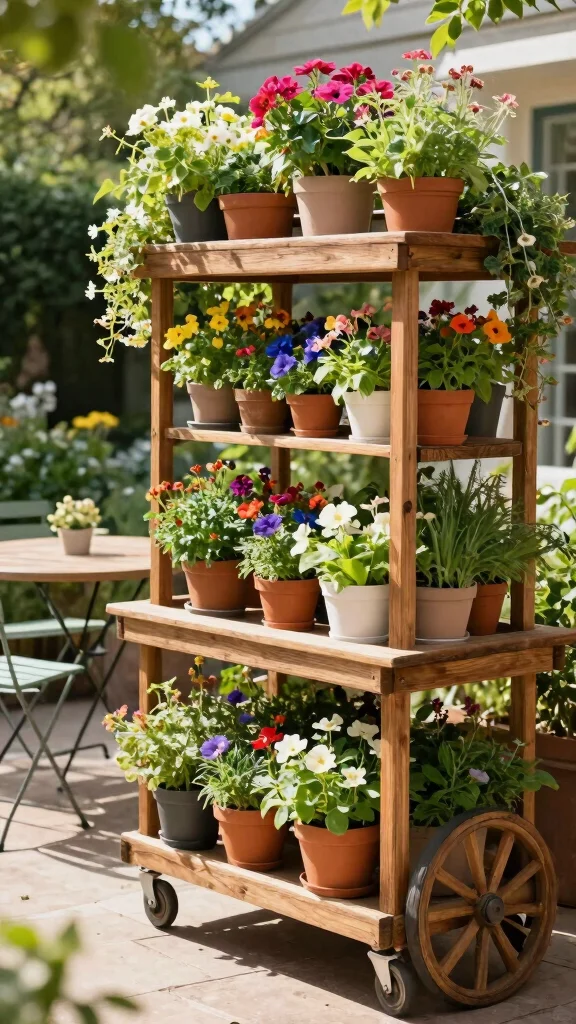 Discover the Magic of Vertical Gardening on Your Patio: 18 Ideas You Can't Miss! - 13. Vertical Garden Cart 1