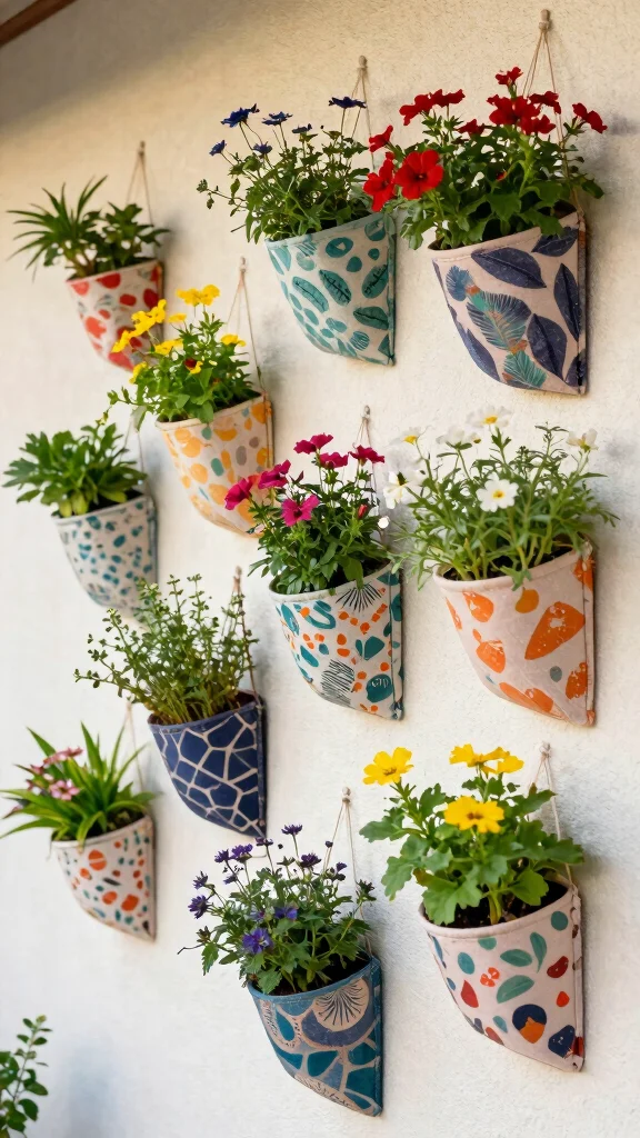 Discover the Magic of Vertical Gardening on Your Patio: 18 Ideas You Can't Miss! - 17. Wall-Mounted Pocket Planters 1