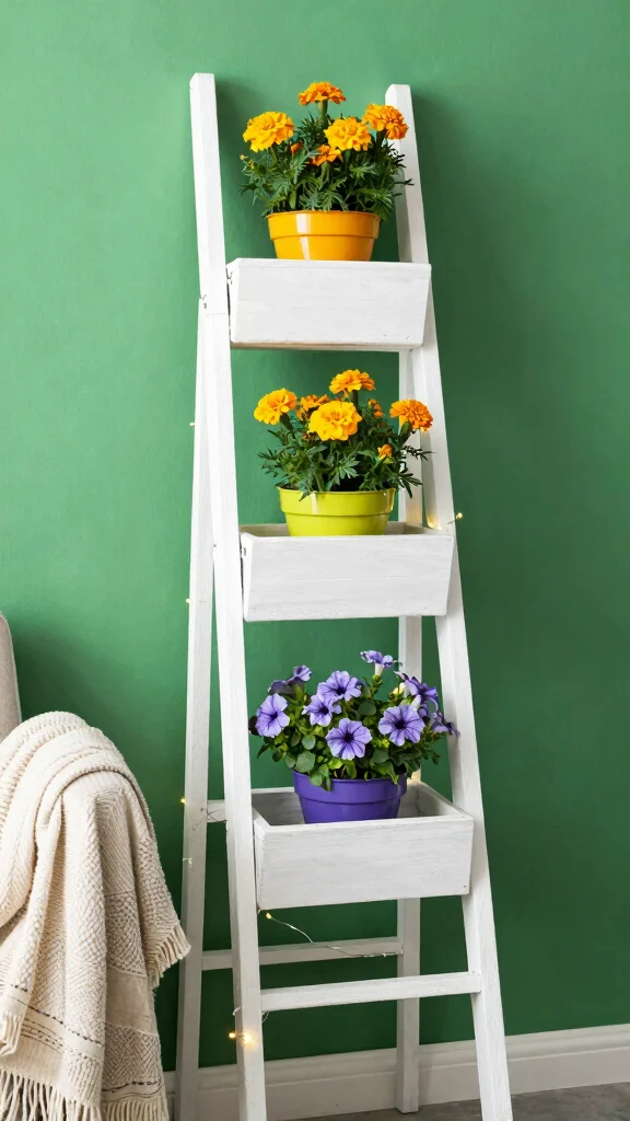 Discover the Magic of Vertical Gardening on Your Patio: 18 Ideas You Can't Miss! - 3. Ladder Planter 1
