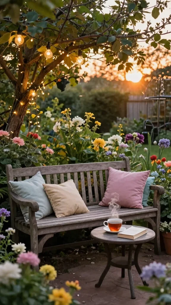 Enchanting Cottage Garden Aesthetics to Transform Your Outdoor Space  - 3. Cozy Seating Areas 1