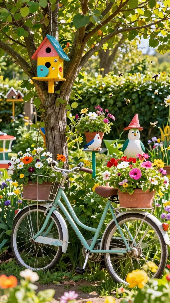Enchanting Cottage Garden Aesthetics to Transform Your Outdoor Space  - 6. Whimsical Garden Decor 1