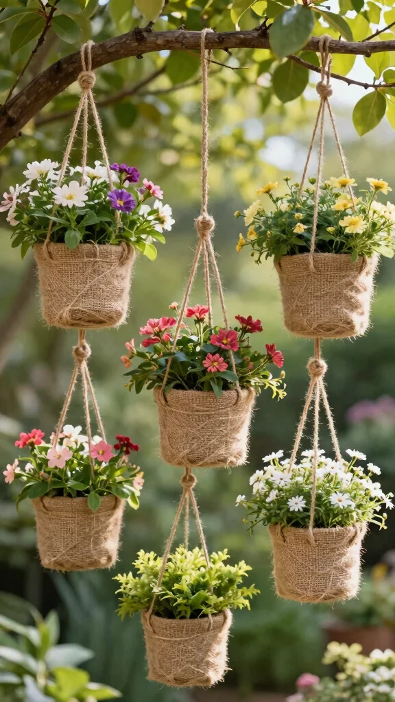 Garden Crafts DIY: 15 Fun Projects for Spring - 4. Hanging Planter Baskets 1