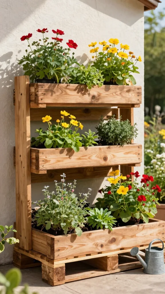 Go Green: 18 Sustainable Container Gardening Ideas for Beginners! - 1. Upcycled Pallet Garden 1
