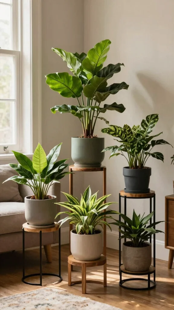 Go Green: 18 Sustainable Container Gardening Ideas for Beginners! - 17. Decorate with Plant Stands 1