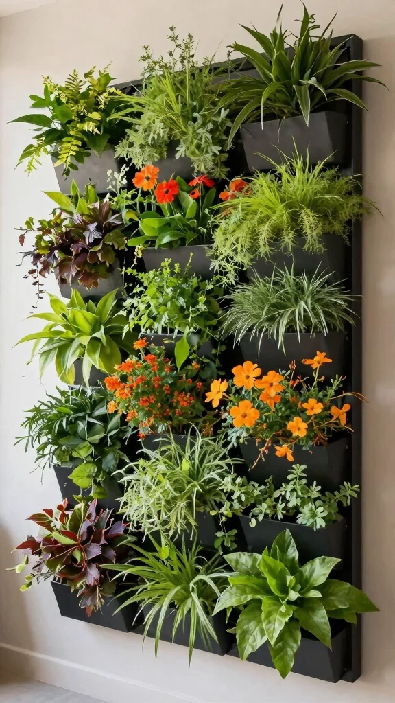 Go Green: 18 Sustainable Container Gardening Ideas for Beginners! - 4. Vertical Garden Wall 1