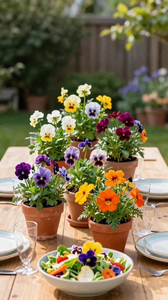 Go Green: 18 Sustainable Container Gardening Ideas for Beginners! - 7. Edible Flower Planters 1