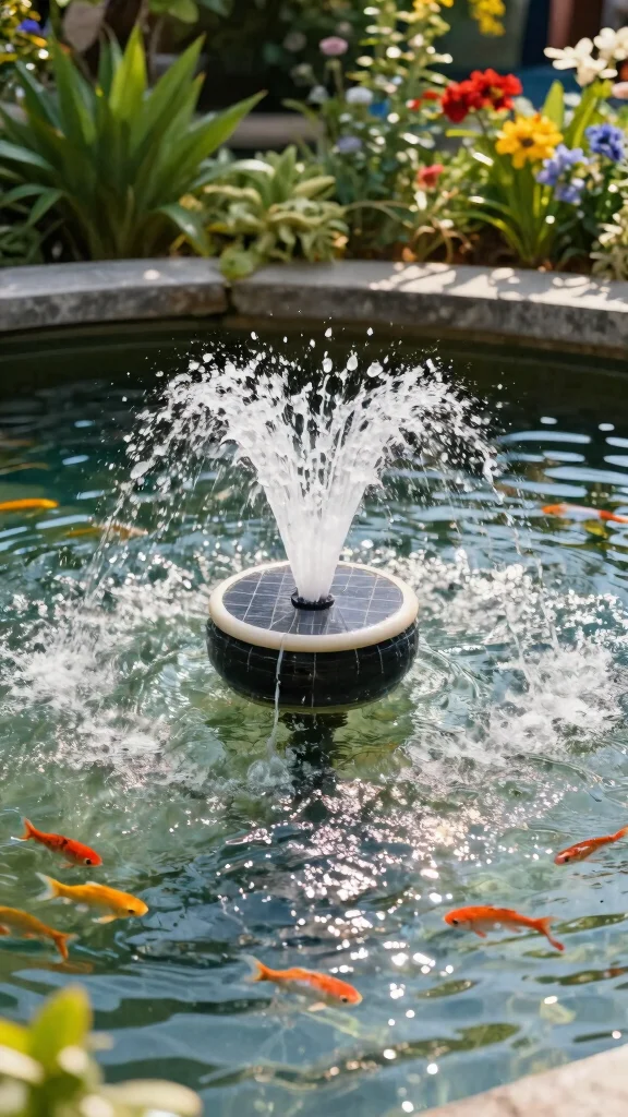 Harness the Sun: 19 Solar Fountain Ideas for a Sustainable Garden Makeover! - 11. Floating Solar Fountain 1