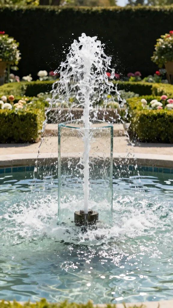 Harness the Sun: 19 Solar Fountain Ideas for a Sustainable Garden Makeover! - 19. Elegant Glass Fountain 1