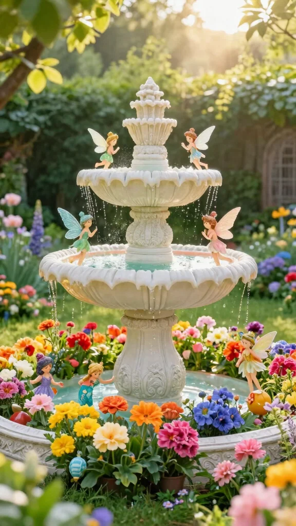 Harness the Sun: 19 Solar Fountain Ideas for a Sustainable Garden Makeover! - 4. Whimsical Fairy Fountain 1