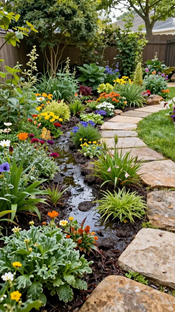 Outdoor Layout Ideas That Will Transform Your Backyard into a Stunning Retreat! - 15. Sustainable Rain Garden 1