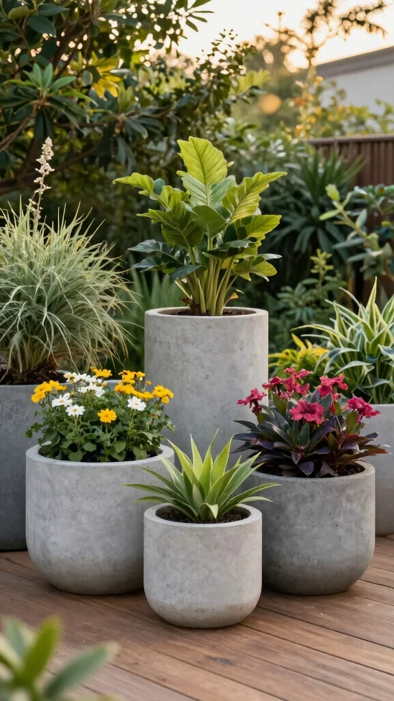  Outdoor Planter Ideas That Will Make Your Garden the Envy of the Neighborhood  - 11. Concrete Planters 1