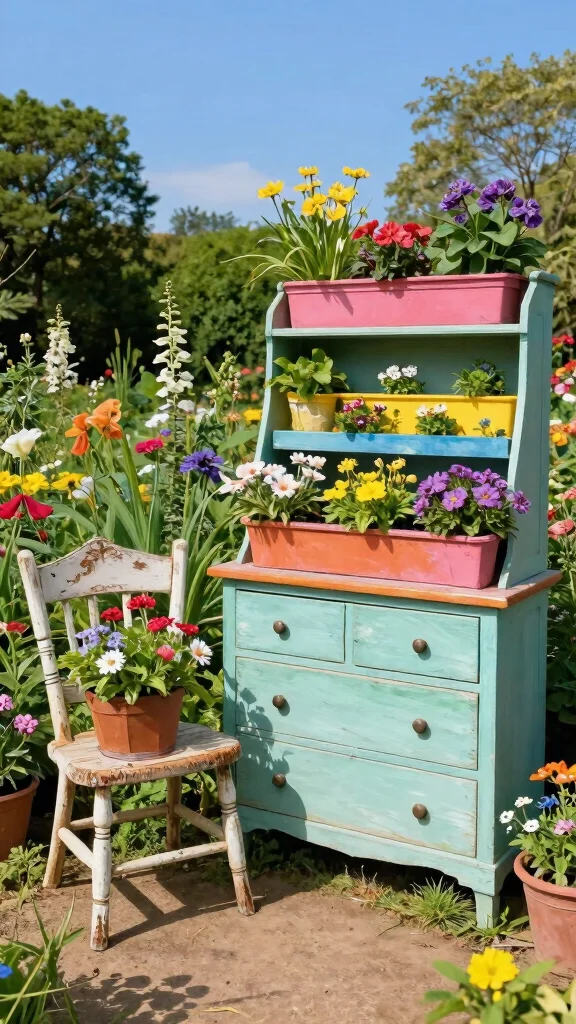  Outdoor Planter Ideas That Will Make Your Garden the Envy of the Neighborhood  - 14. Repurposed Furniture 1
