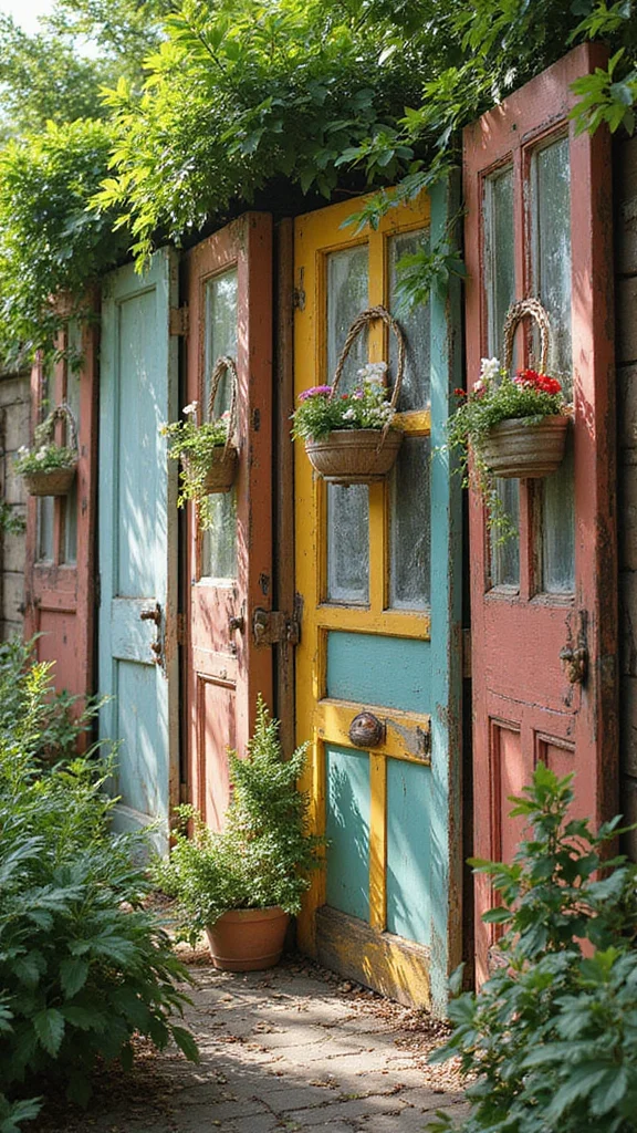 Rustic Fence DIY Projects: 15 Ideas to Enhance Your Gardening Experience! - 6. Upcycled Door Fence 1