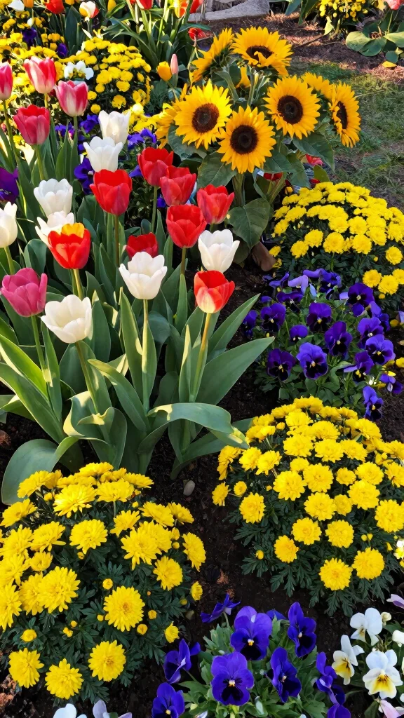 Transform Your Yard: 24 Colorful Flower Bed Combinations You Will Adore! - 13. Seasonal Blooms: A Year-round Delight 1