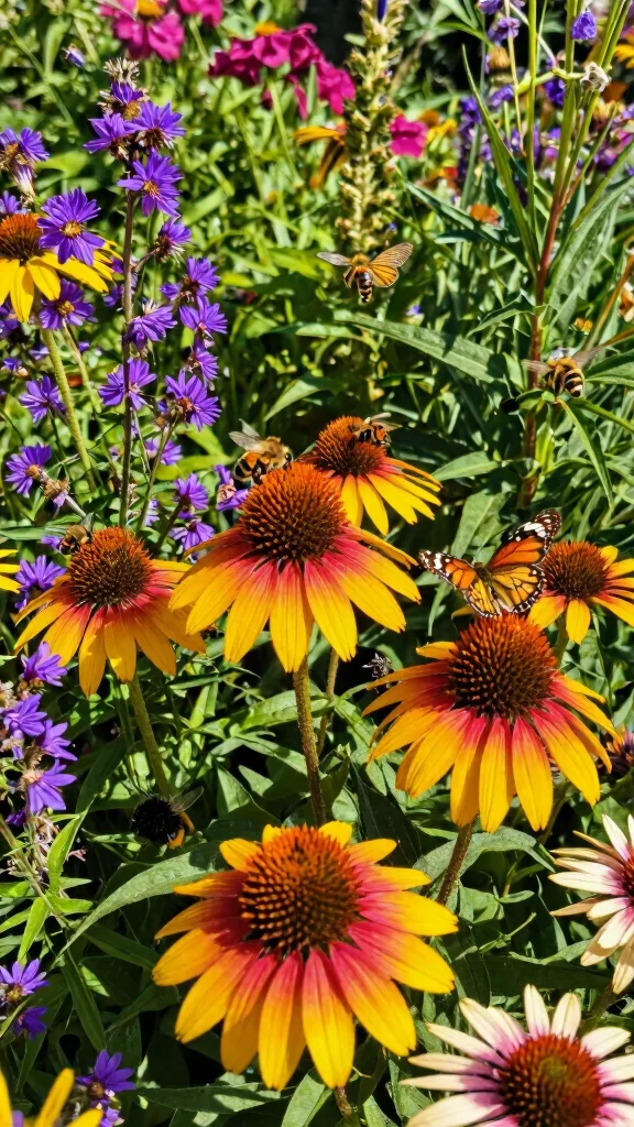 Transform Your Yard: 24 Colorful Flower Bed Combinations You Will Adore! - 14. Pollinator Paradise: Flowers for Bees and Butterflies 1