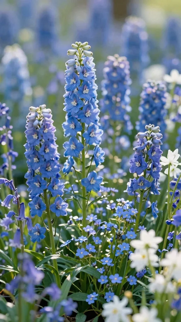Transform Your Yard: 24 Colorful Flower Bed Combinations You Will Adore! - 6. Monochromatic Elegance: Shades of Blue 1