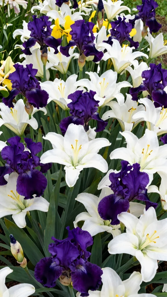 Transform Your Yard: 24 Colorful Flower Bed Combinations You Will Adore! - 9. Dramatic Contrast: Dark and Light 1