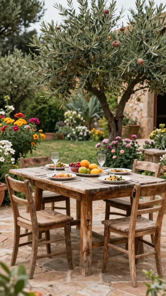 Unlock the Secrets to Mediterranean Aesthetics: 24 Design Tips for Your Dream Garden! - 10. Introduce Rustic Furniture 1