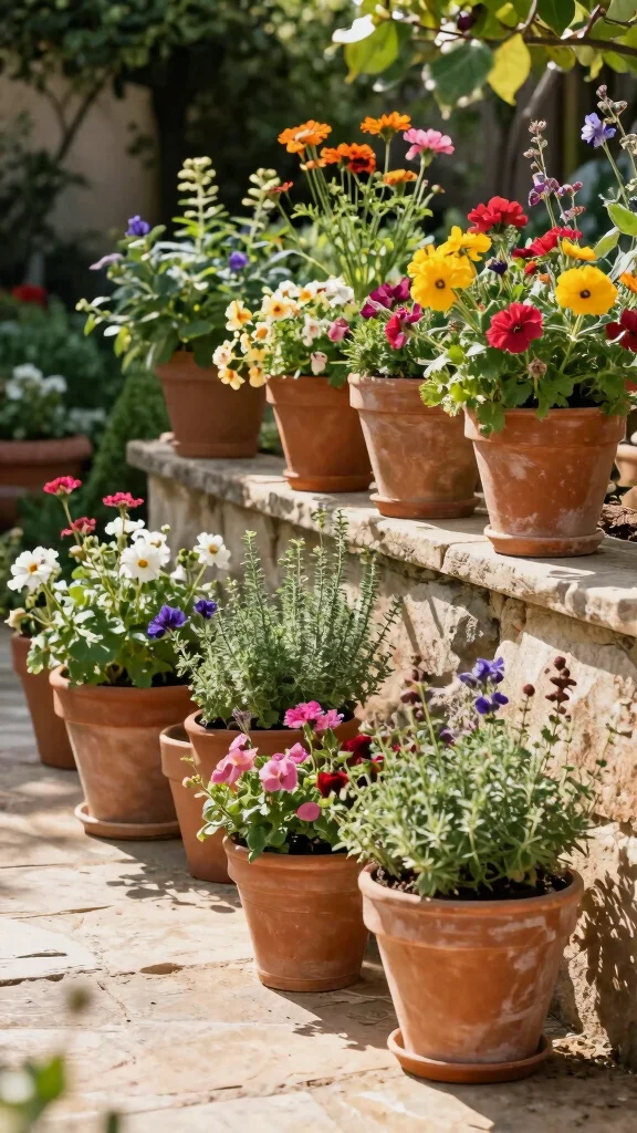 Unlock the Secrets to Mediterranean Aesthetics: 24 Design Tips for Your Dream Garden! - 5. Terracotta Pots and Planters 1