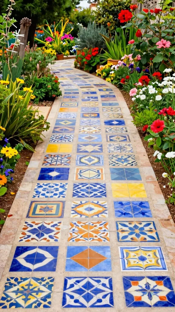 Unlock the Secrets to Mediterranean Aesthetics: 24 Design Tips for Your Dream Garden! - 8. Add Colorful Tile Accents 1