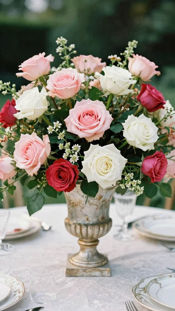 15 Gorgeous Spring Flower Arrangements for Your Next Event (Wait Until You See #11!) - 5. Vintage Rose Garden Arrangement 1