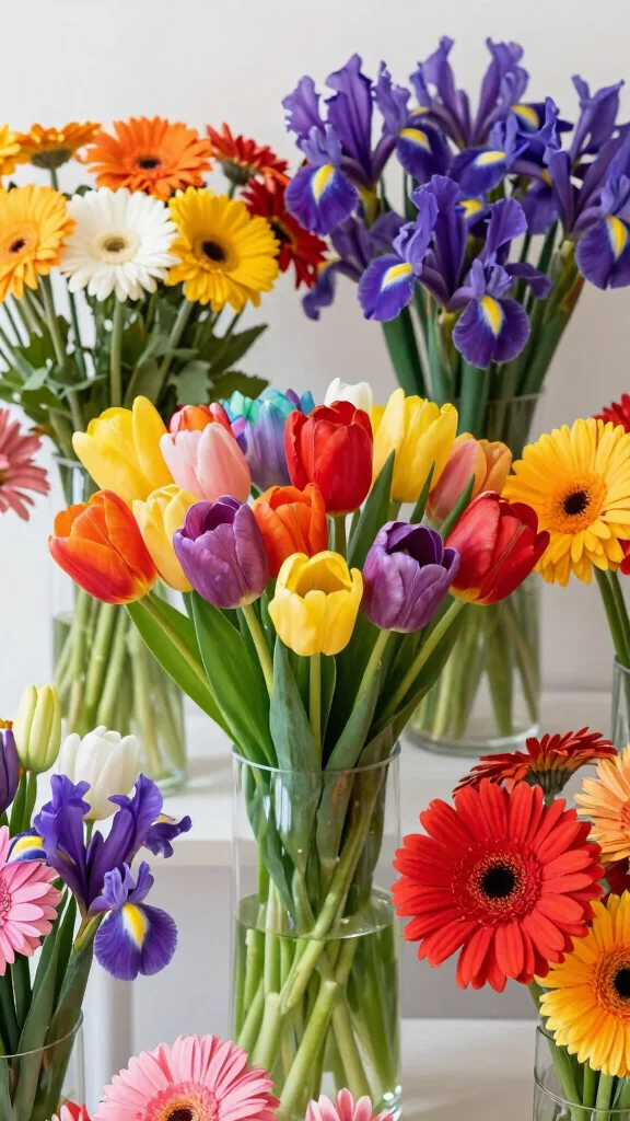 15 Gorgeous Spring Flower Arrangements for Your Next Event (Wait Until You See #11!) - 8. Rainbow Color Explosion 1