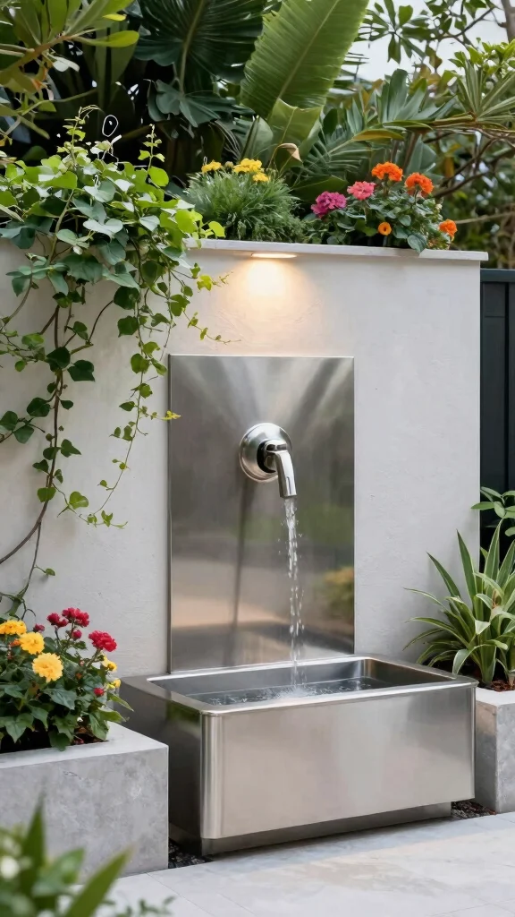 15 Stunning Contemporary Water Features That Will Elevate Your Garden Aesthetics! - 1. Sleek Modern Wall Fountains 1