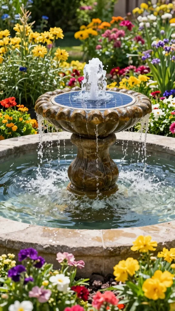 15 Stunning Contemporary Water Features That Will Elevate Your Garden Aesthetics! - 11. Solar-Powered Water Features 1