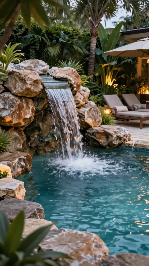 15 Stunning Contemporary Water Features That Will Elevate Your Garden Aesthetics! - 7. Garden Pools with Waterfalls 1