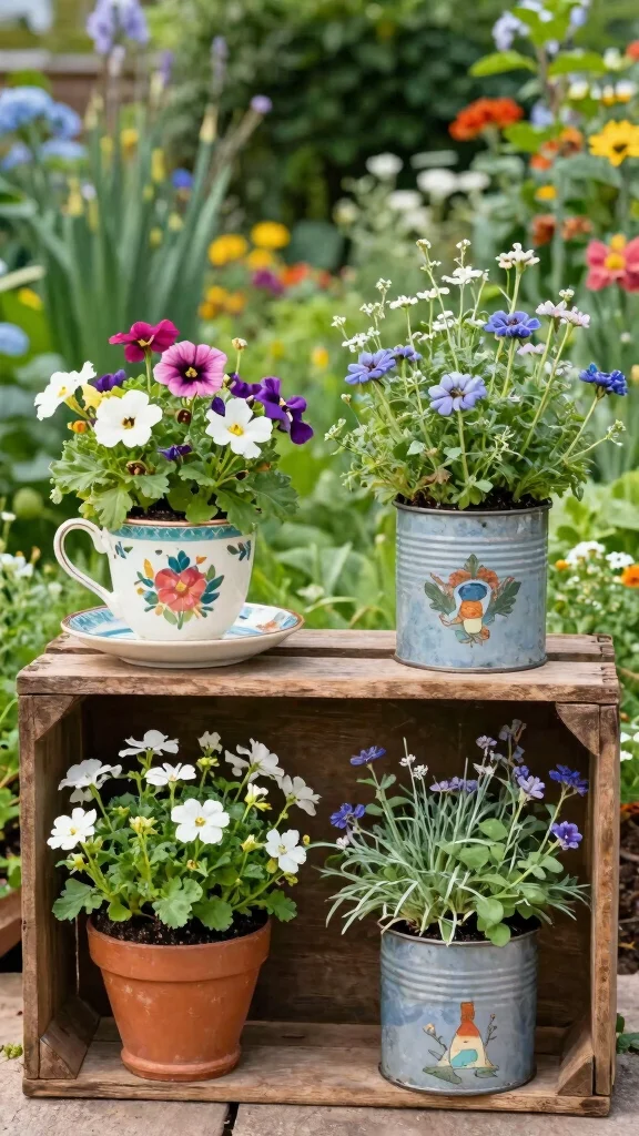 15 Thrifty Yet Stylish Landscaping Hacks for a Gorgeous Garden on a Budget! - 1. Upcycle Household Items into Planters 1
