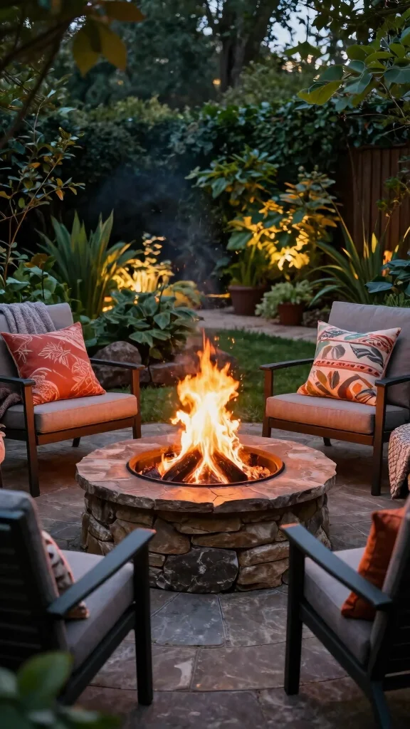 15 Thrifty Yet Stylish Landscaping Hacks for a Gorgeous Garden on a Budget! - 5. Add a Fire Pit for Cozy Gatherings 1