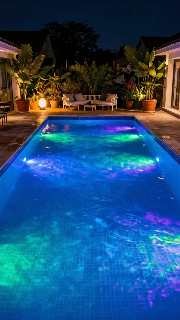 16 Elegant Pool Lighting Ideas That Will Make Your Landscape Stand Out (Don't Miss #7!) - 1. Underwater LED Lights 1