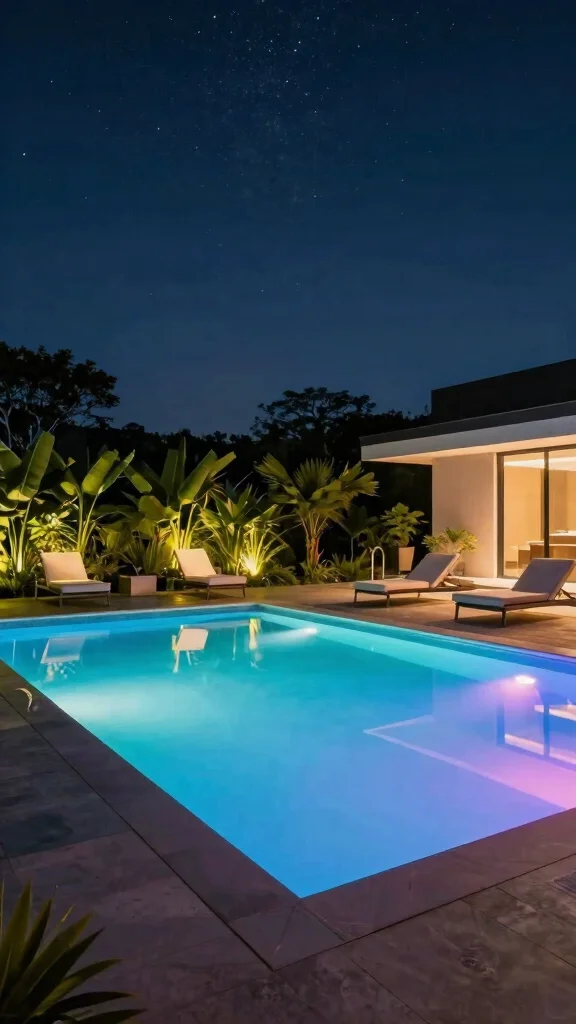 16 Elegant Pool Lighting Ideas That Will Make Your Landscape Stand Out (Don't Miss #7!) - 11. LED Strip Lighting 1