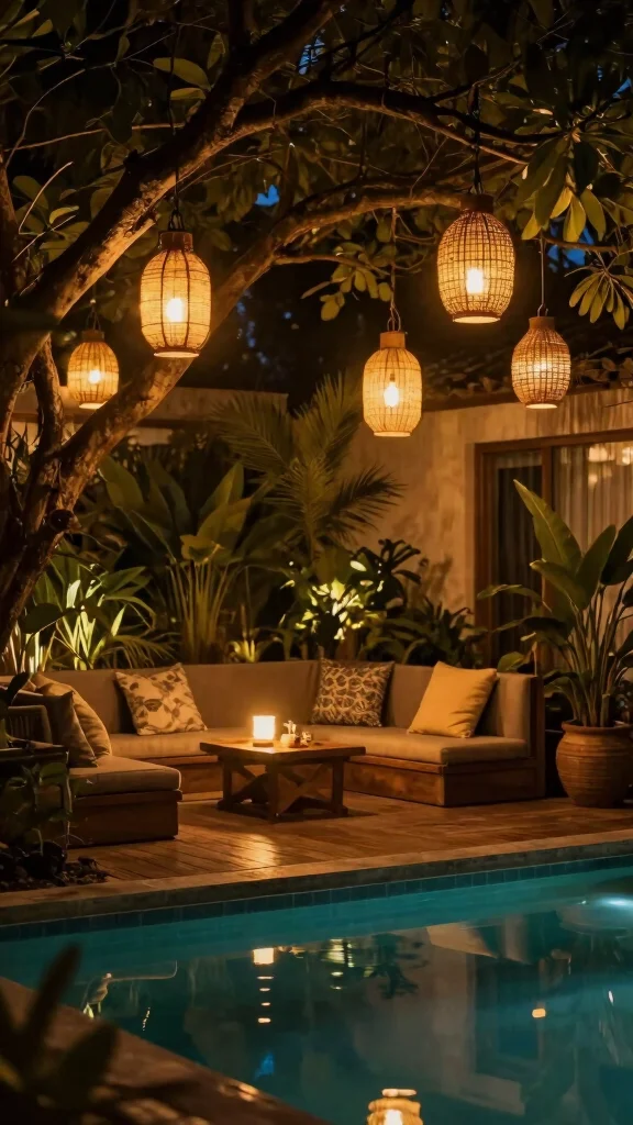 16 Elegant Pool Lighting Ideas That Will Make Your Landscape Stand Out (Don't Miss #7!) - 13. Rustic Lanterns 1