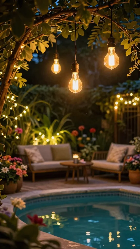 16 Elegant Pool Lighting Ideas That Will Make Your Landscape Stand Out (Don't Miss #7!) - 15. Vintage-Style Lighting 1