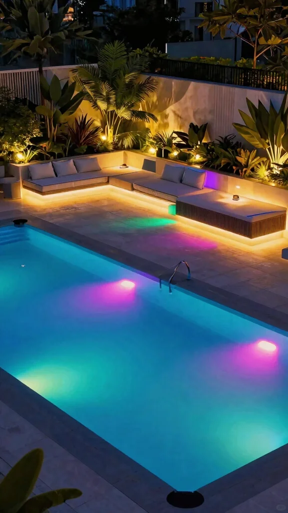 16 Elegant Pool Lighting Ideas That Will Make Your Landscape Stand Out (Don't Miss #7!) - 16. Smart Pool Lighting 1